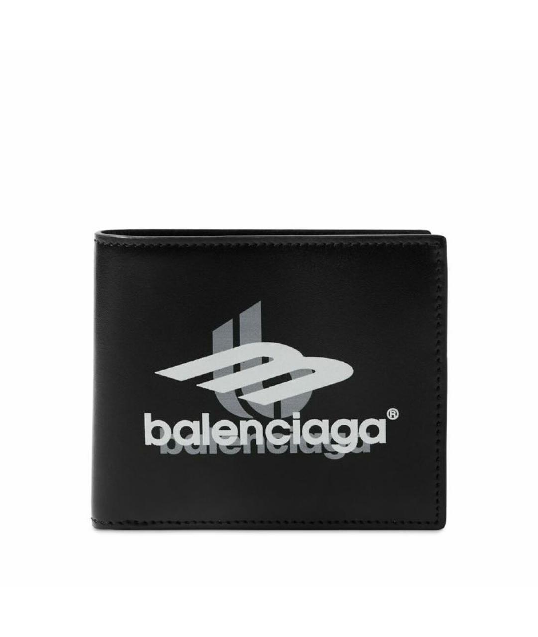BALENCIAGA Черный кожаный кошелек, фото 1