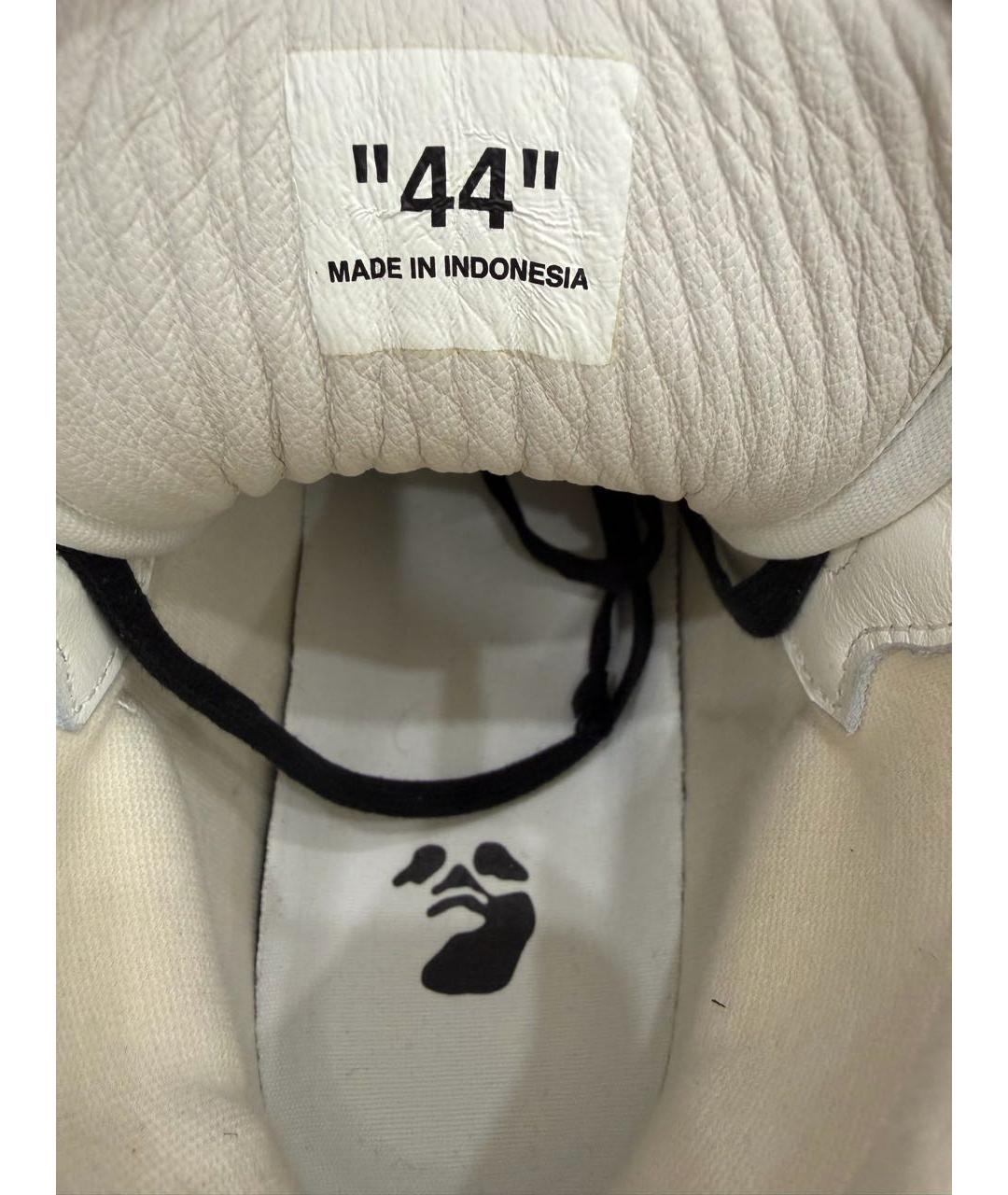 OFF-WHITE Белые кожаные высокие кроссовки / кеды, фото 4