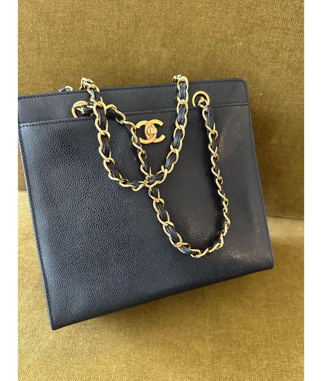 CHANEL Черная кожаная сумка тоут, фото 2
