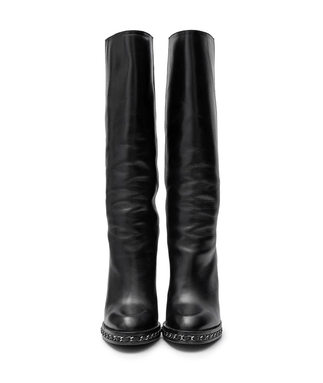 CHANEL Черные кожаные сапоги, фото 9