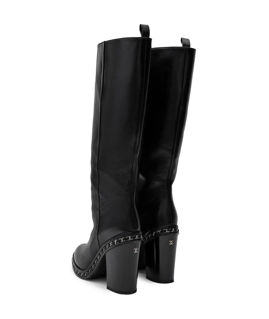 CHANEL Черные кожаные сапоги, фото 8