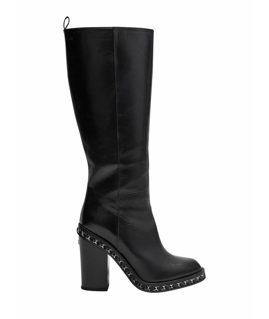 CHANEL Черные кожаные сапоги, фото 10