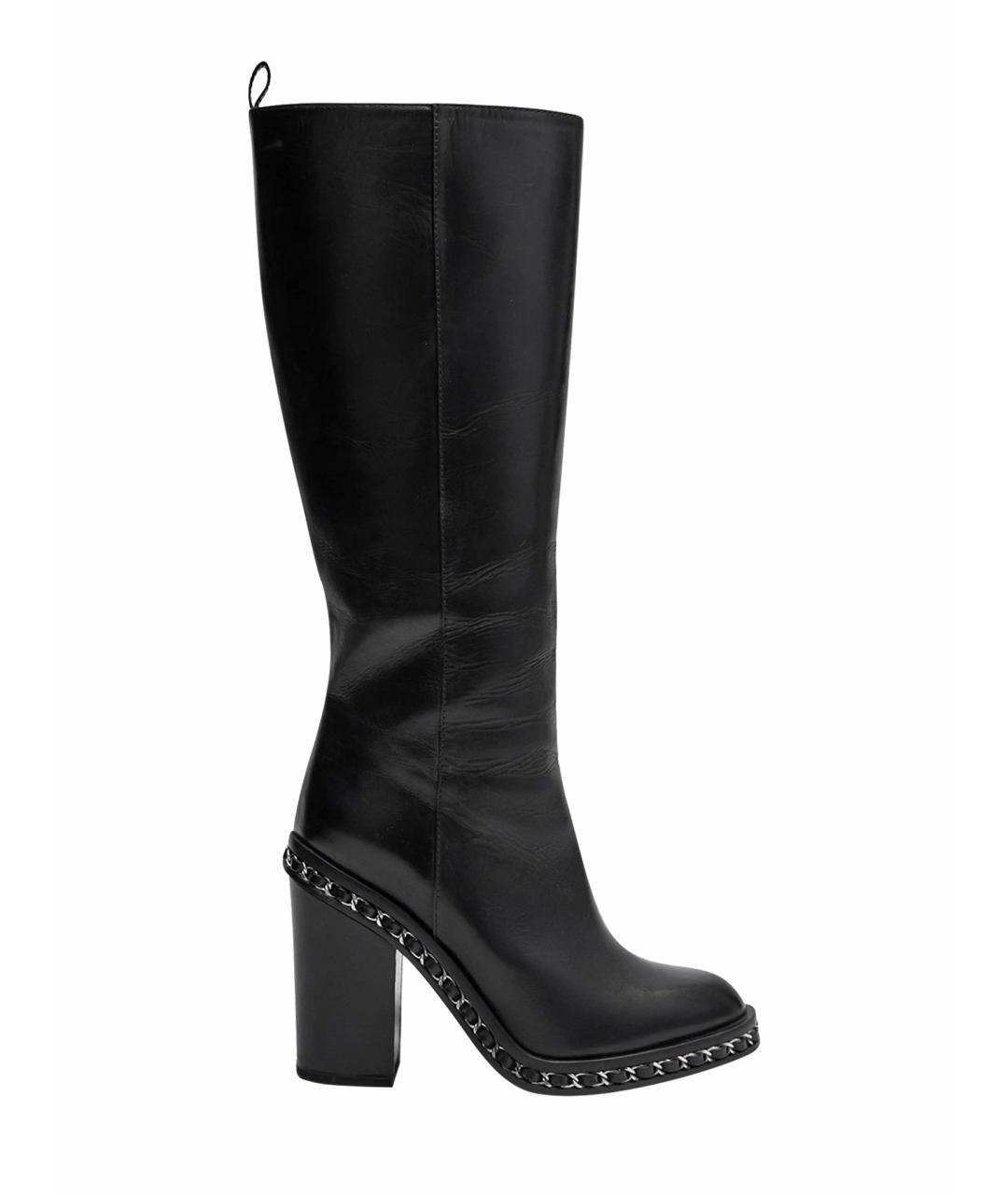 CHANEL Черные кожаные сапоги, фото 1