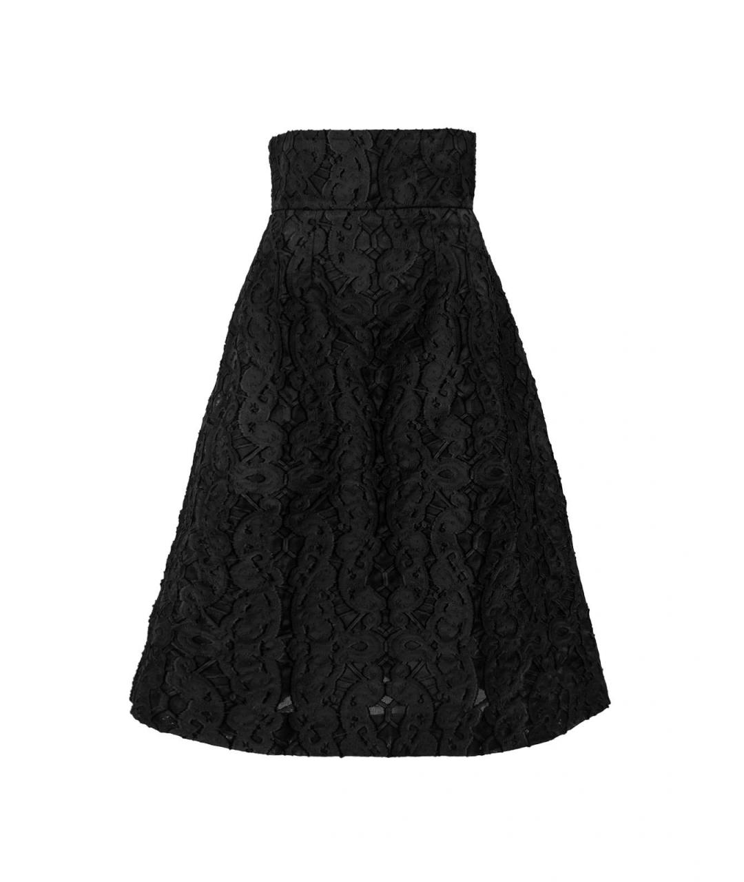 DOLCE&GABBANA Черная кружевная юбка миди, фото 5