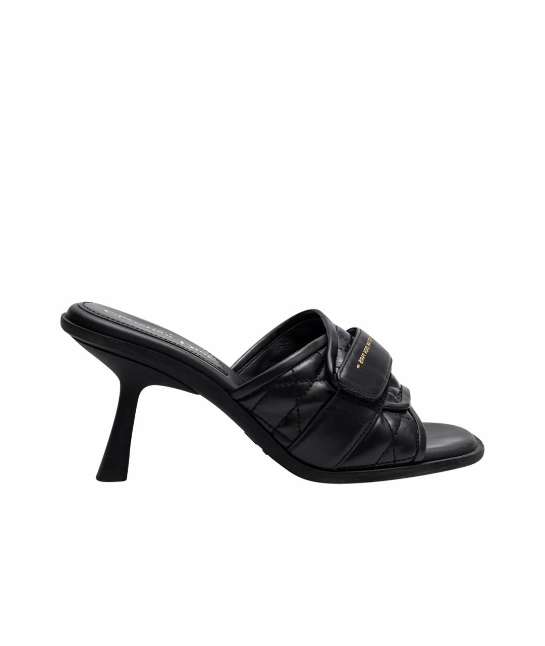 CHRISTIAN DIOR Черные кожаные босоножки, фото 1
