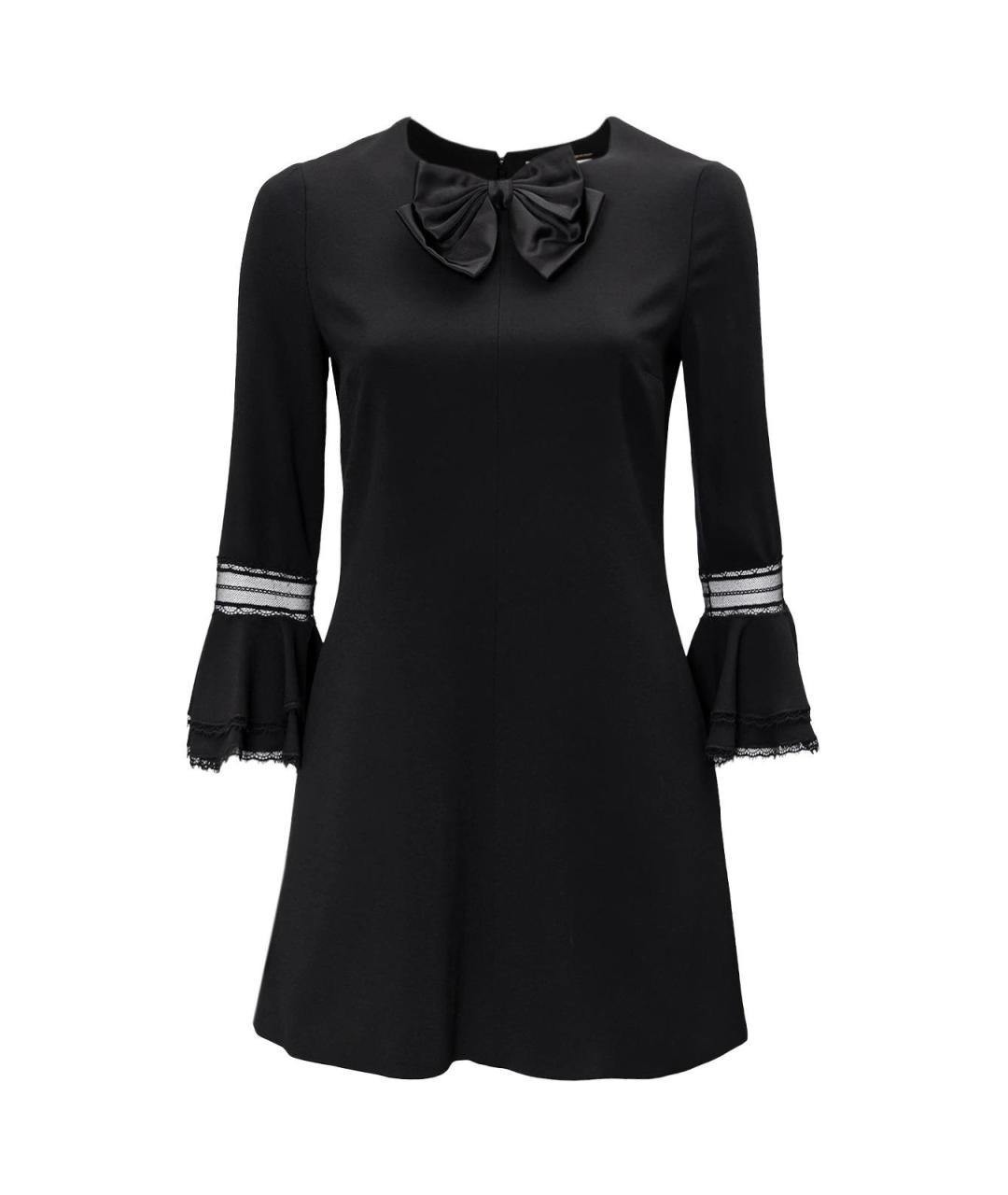 SAINT LAURENT Черное шерстяное повседневное платье, фото 1