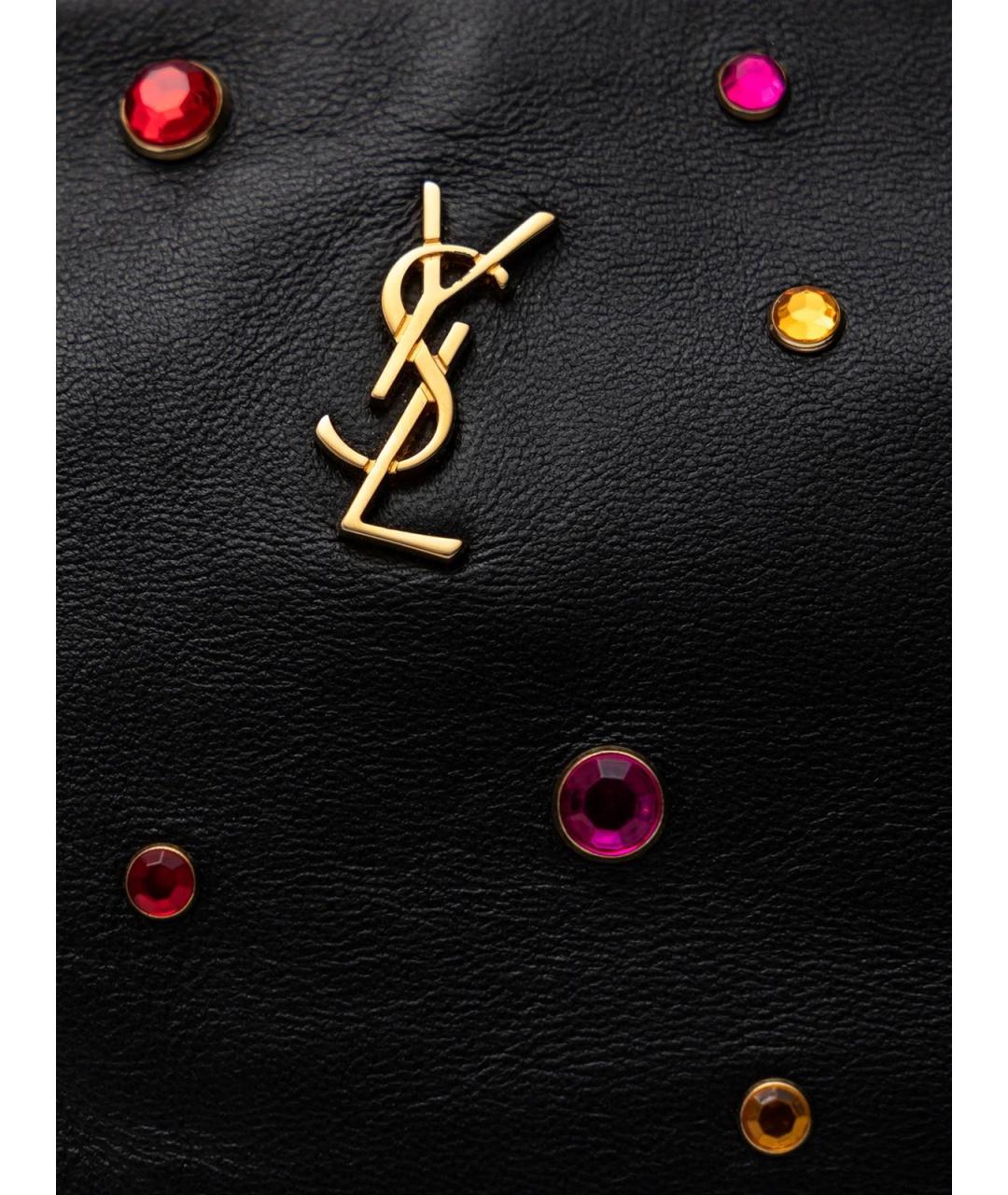 SAINT LAURENT Черная кожаная сумка тоут, фото 6