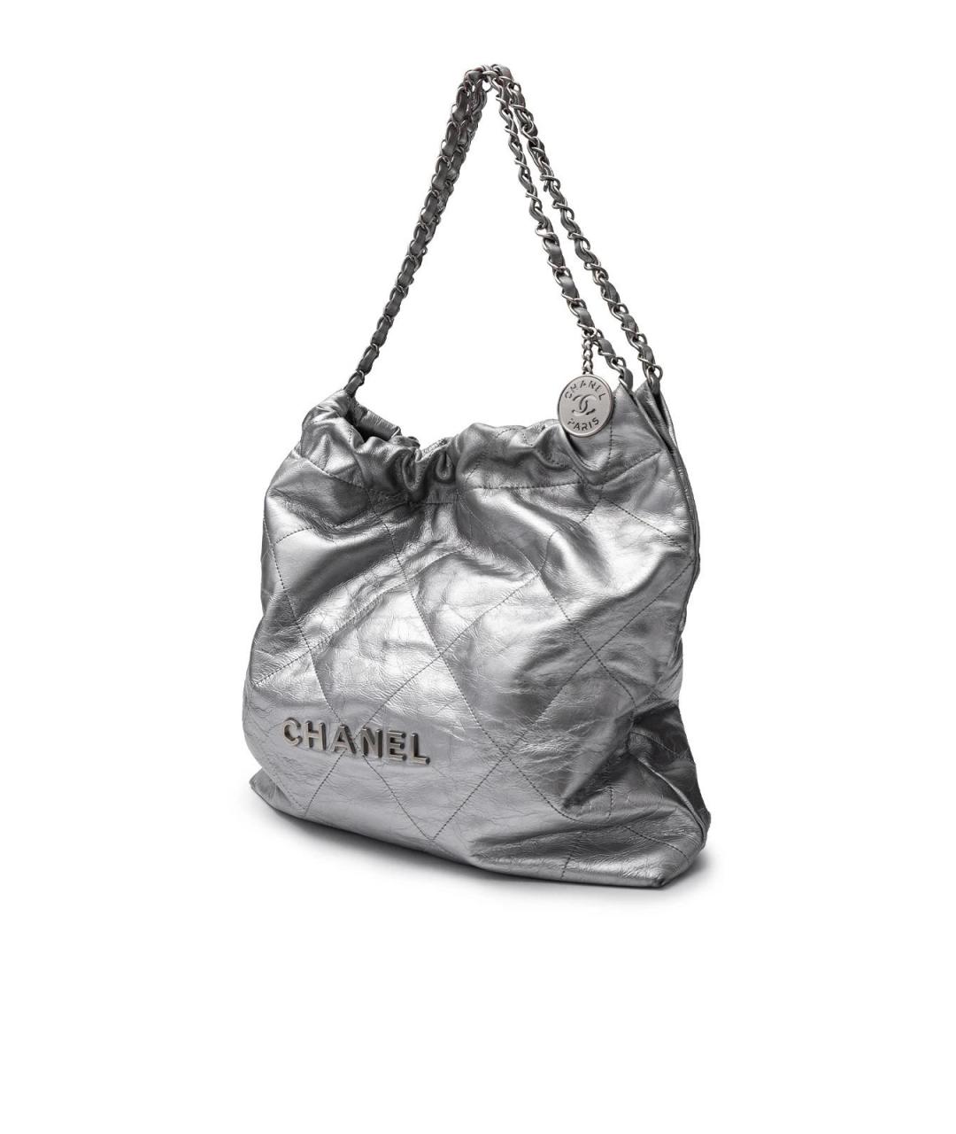 CHANEL Серебряная кожаная сумка тоут, фото 2