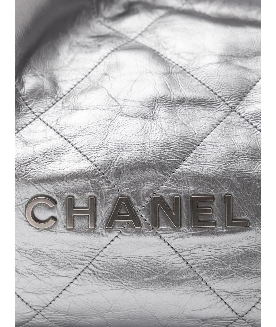 CHANEL Серебряная кожаная сумка тоут, фото 4