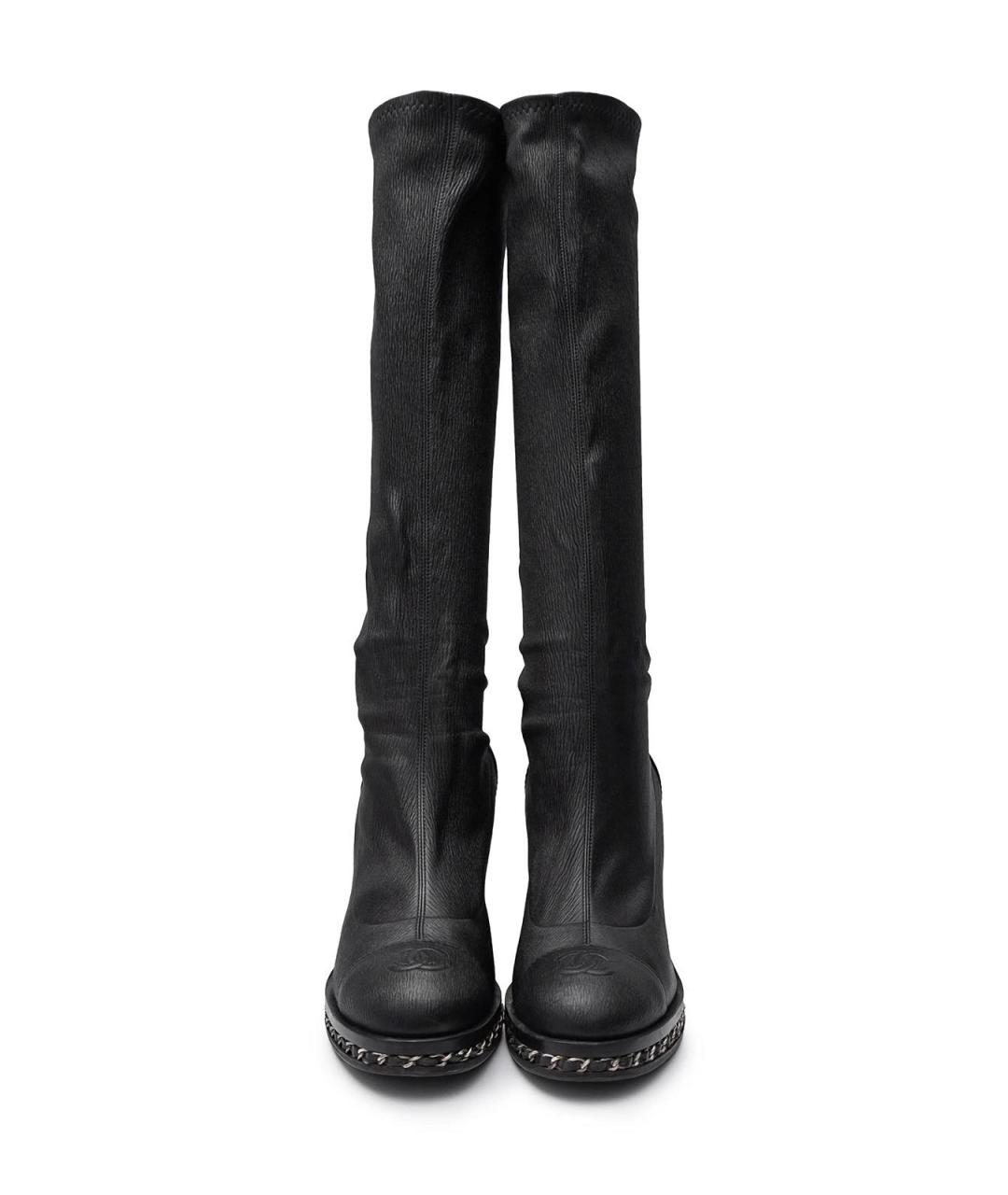 CHANEL Черные кожаные сапоги, фото 9