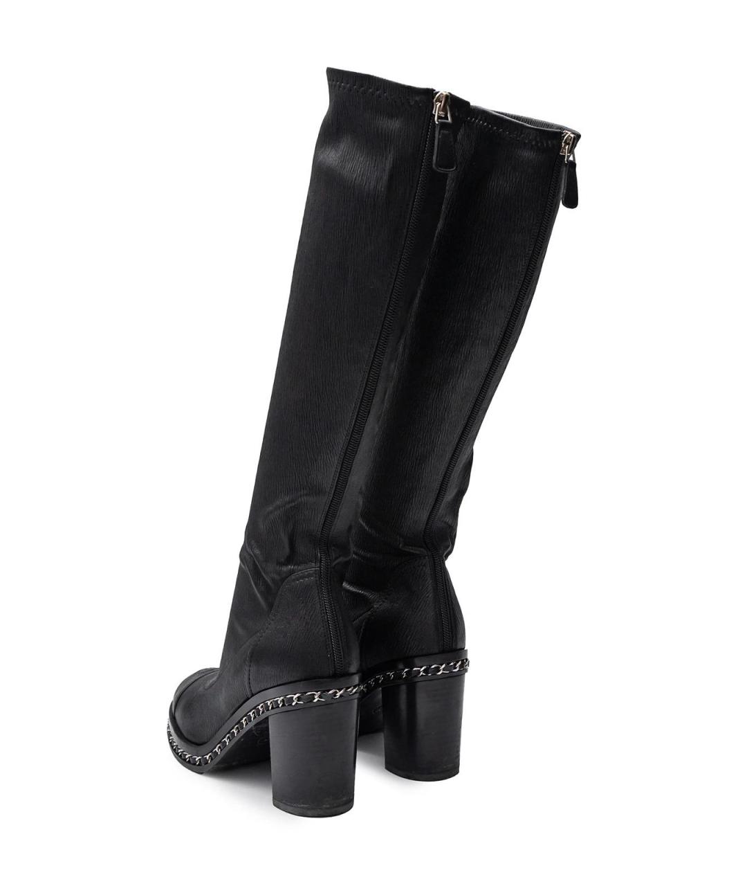 CHANEL Черные кожаные сапоги, фото 8