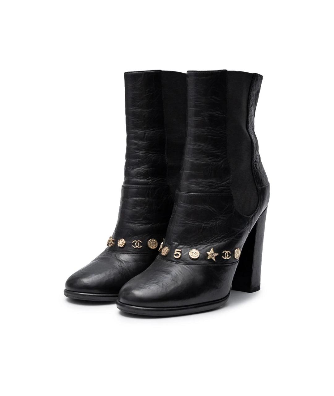 CHANEL Черные кожаные ботильоны, фото 5