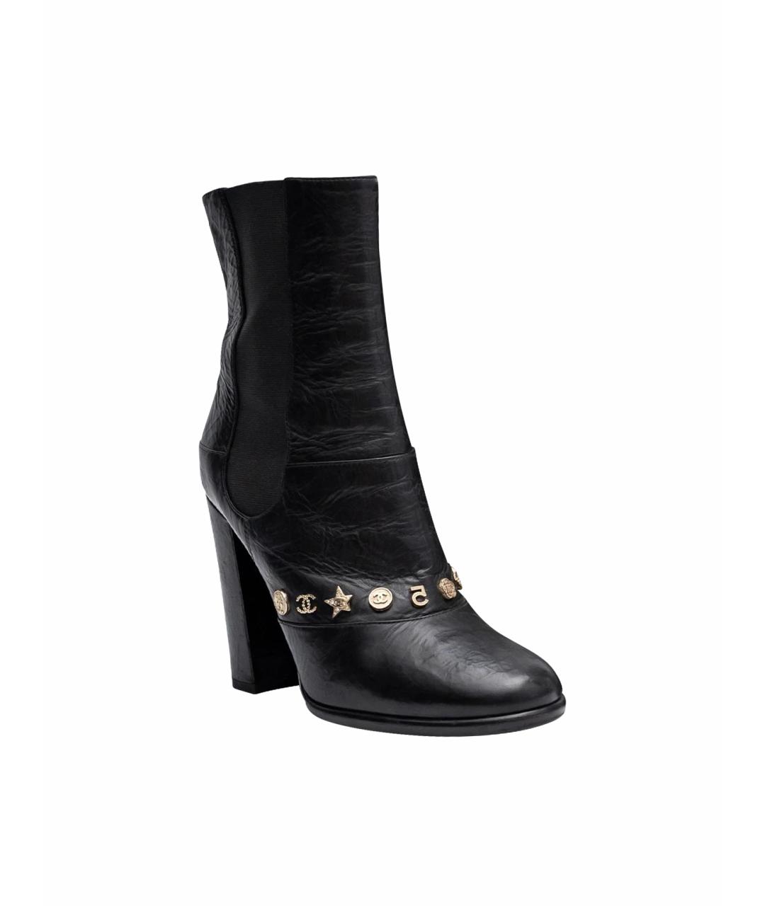 CHANEL Черные кожаные ботильоны, фото 1