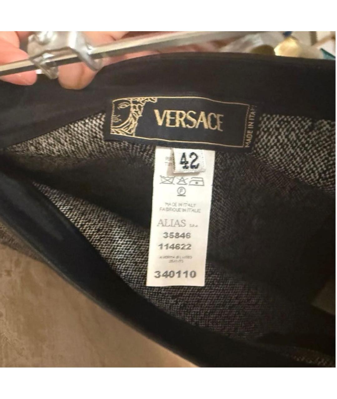 VERSACE Серая шерстяная юбка мини, фото 3