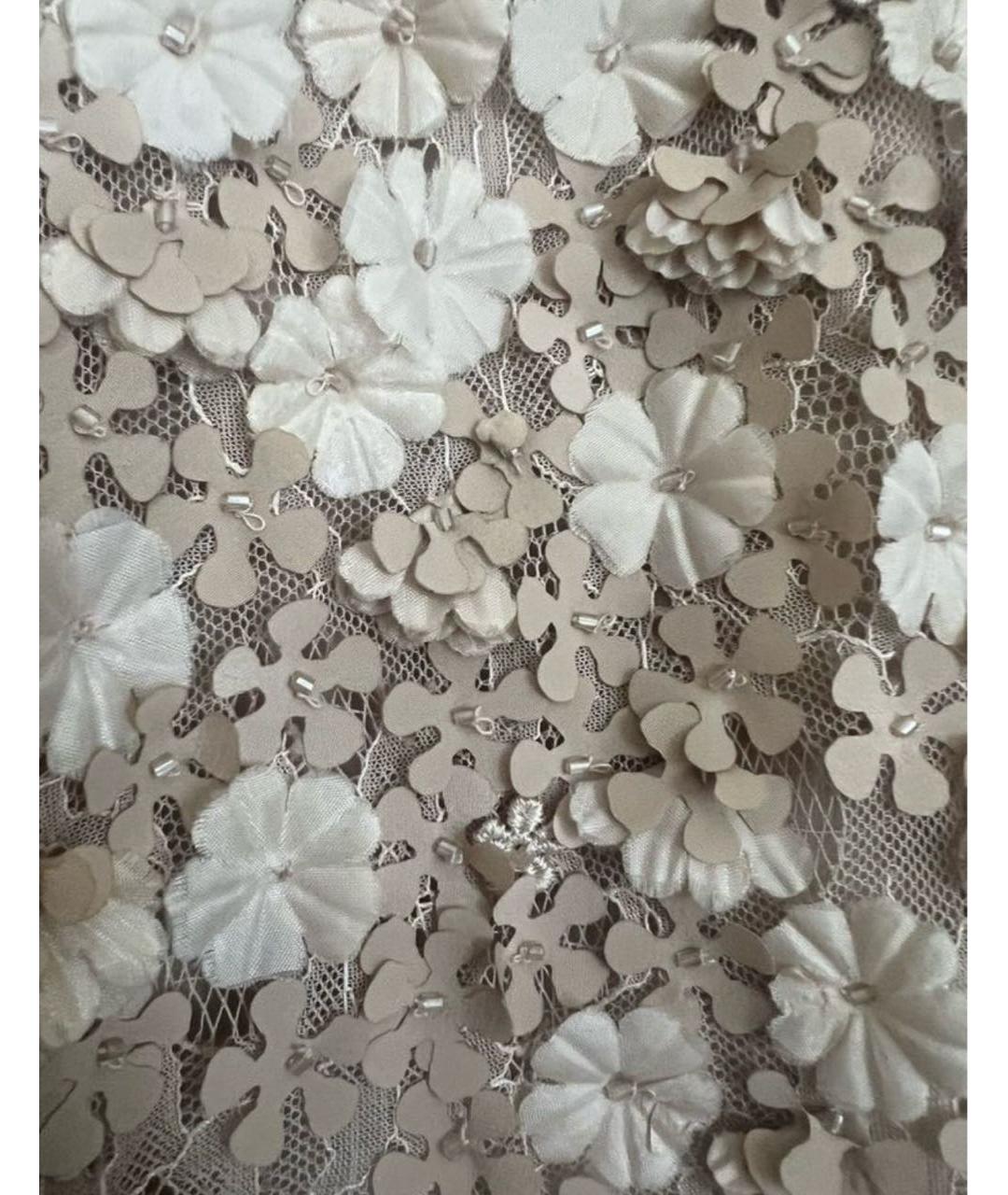 ELISABETTA FRANCHI Бежевое полиэстеровое коктейльное платье, фото 5