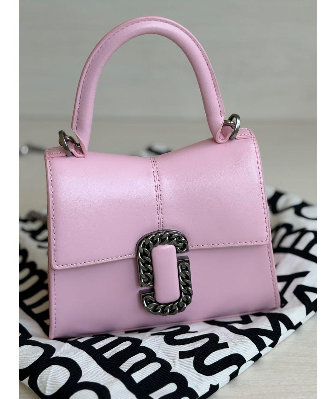 MARC JACOBS Розовая кожаная сумка с короткими ручками, фото 5
