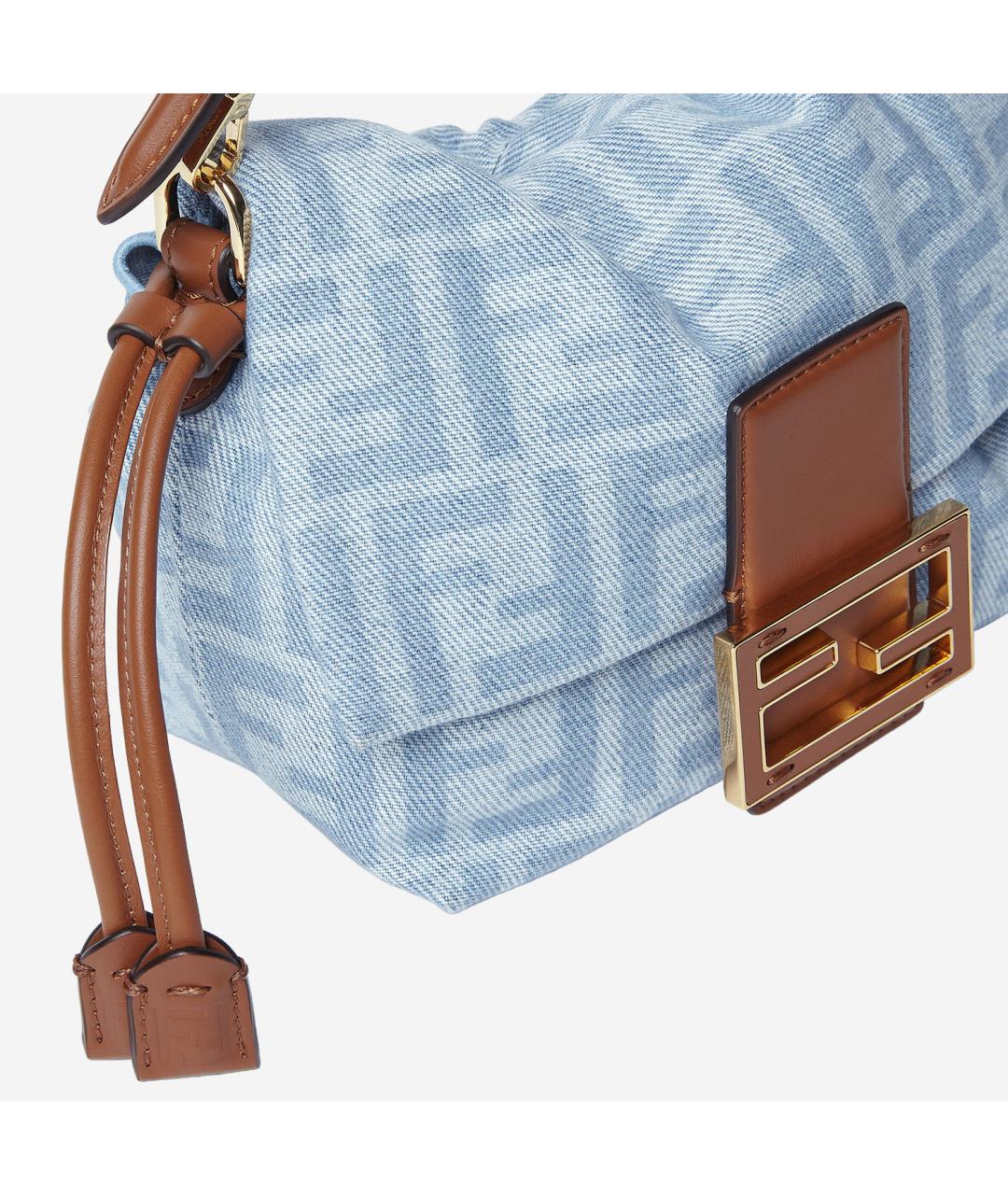 FENDI Голубая хлопковая сумка через плечо, фото 4