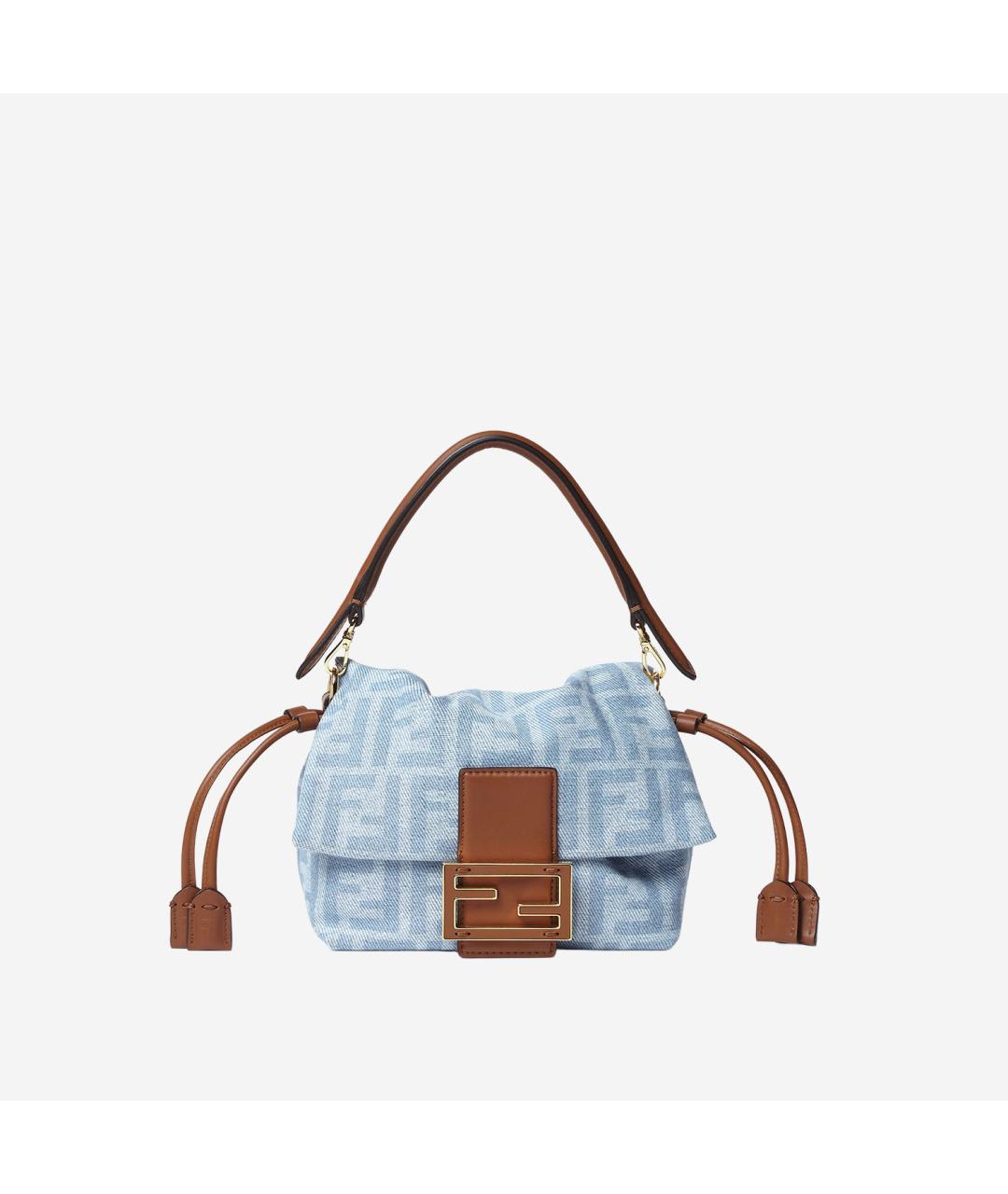 FENDI Голубая хлопковая сумка через плечо, фото 5