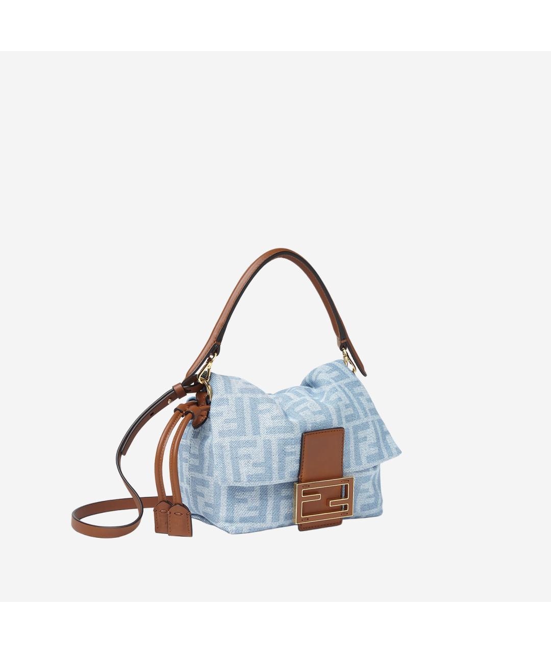 FENDI Голубая хлопковая сумка через плечо, фото 2