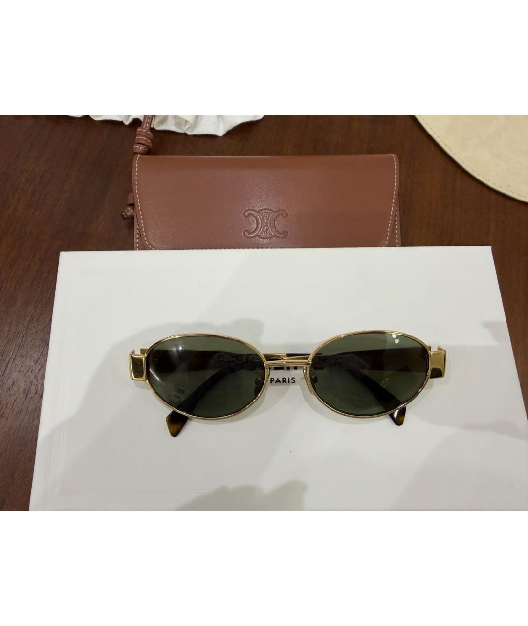 CELINE Золотые металлические солнцезащитные очки, фото 4