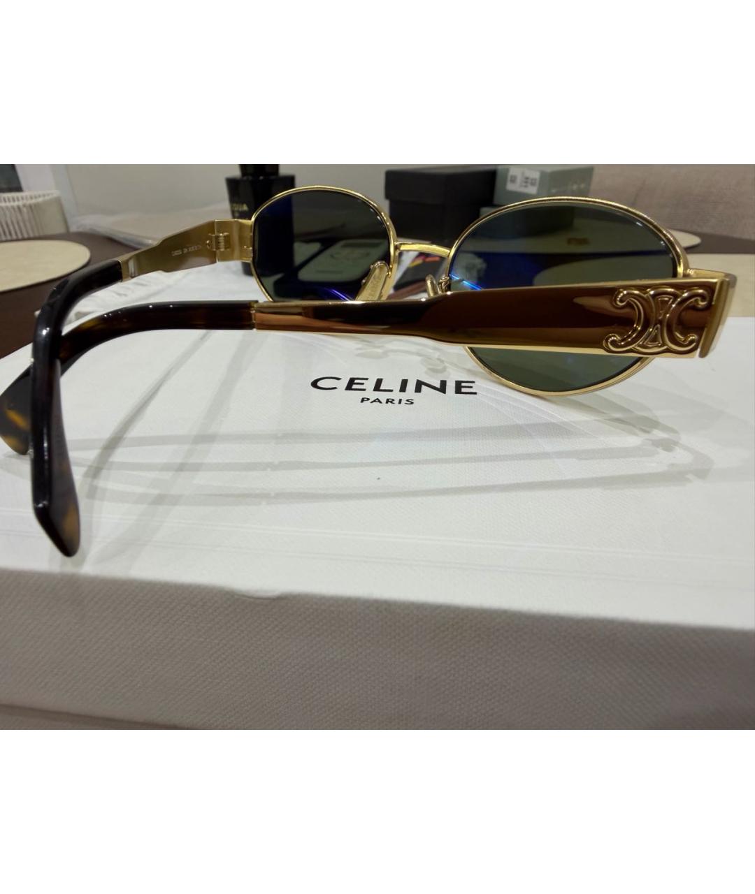CELINE Золотые металлические солнцезащитные очки, фото 2