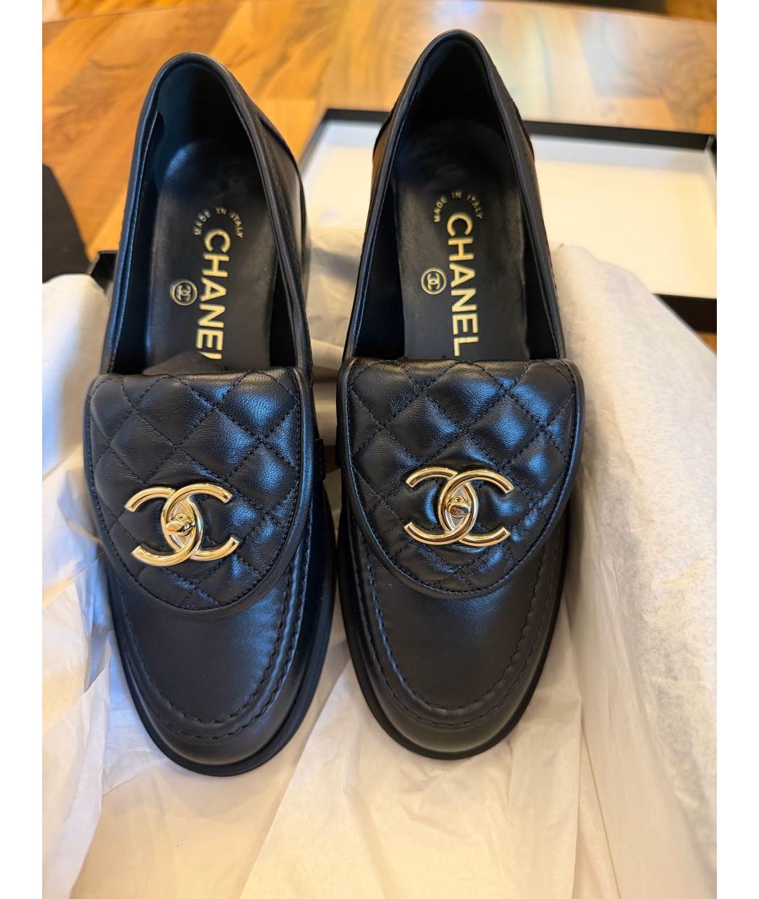 CHANEL Черные кожаные лоферы, фото 2