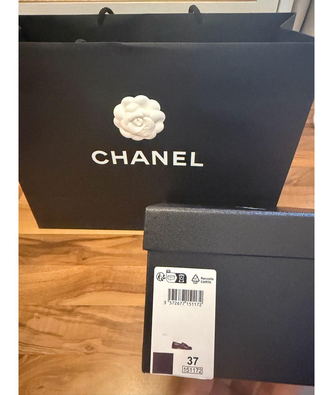 CHANEL Черные кожаные лоферы, фото 6
