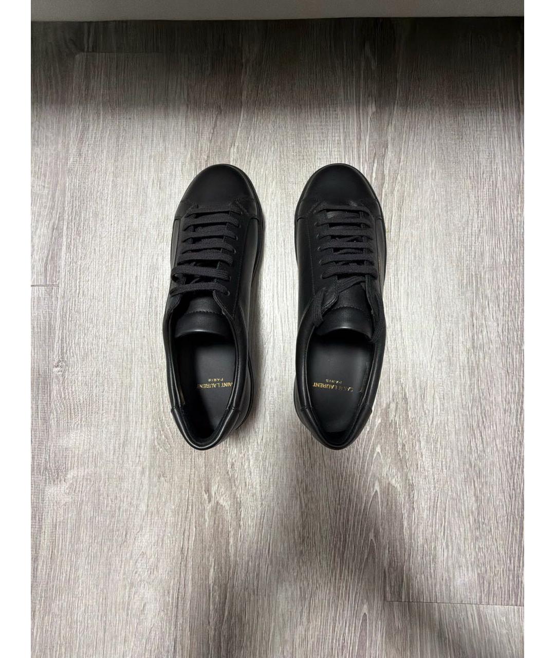 SAINT LAURENT Черные кожаные низкие кроссовки / кеды, фото 3