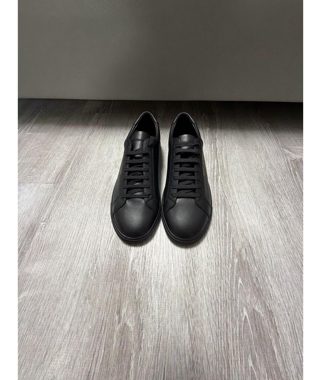 SAINT LAURENT Черные кожаные низкие кроссовки / кеды, фото 2