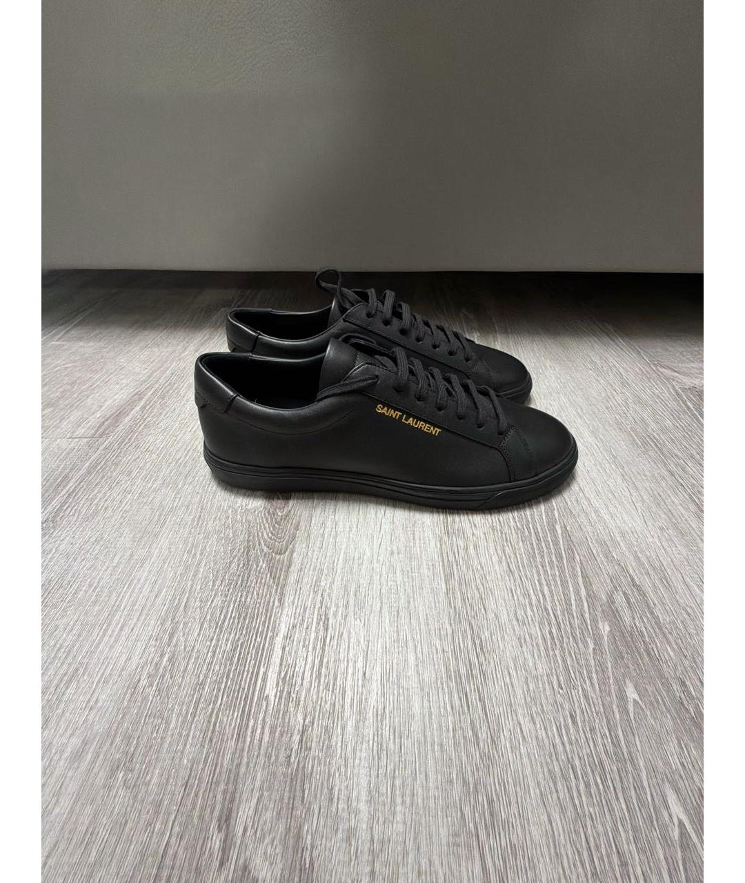 SAINT LAURENT Черные кожаные низкие кроссовки / кеды, фото 5