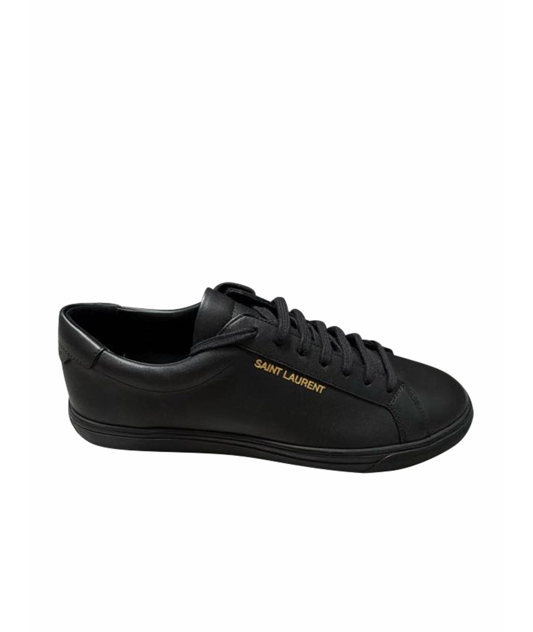 SAINT LAURENT Черные кожаные низкие кроссовки / кеды, фото 1