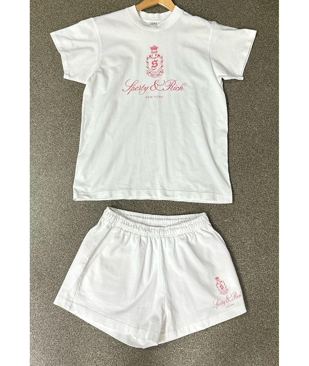 SPORTY AND RICH Белый хлопковый костюм с брюками, фото 7