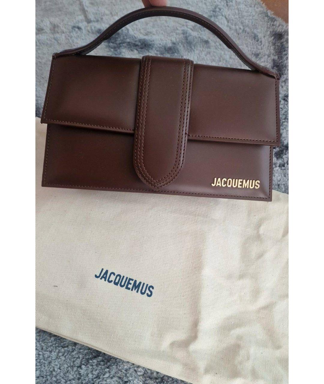 JACQUEMUS Коричневая кожаная сумка с короткими ручками, фото 4