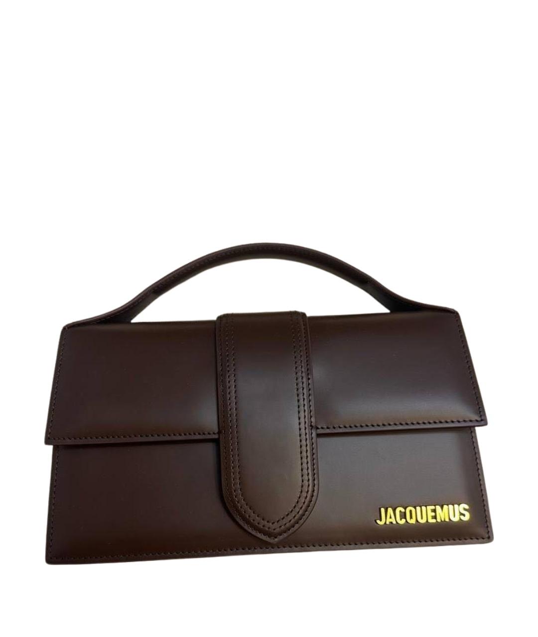 JACQUEMUS Коричневая кожаная сумка с короткими ручками, фото 1