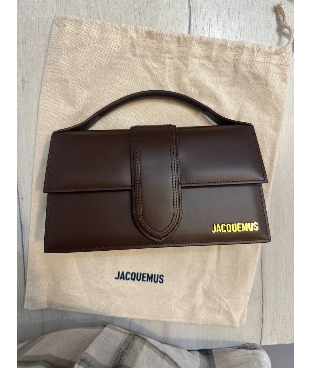 JACQUEMUS Коричневая кожаная сумка с короткими ручками, фото 5