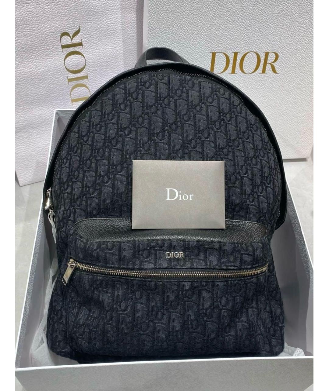 CHRISTIAN DIOR Темно-синий жаккардовый рюкзак, фото 3