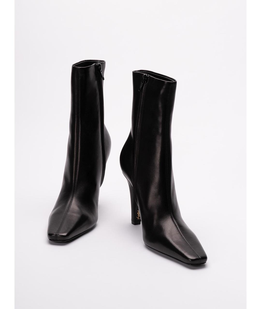 SAINT LAURENT Черные кожаные ботильоны, фото 2