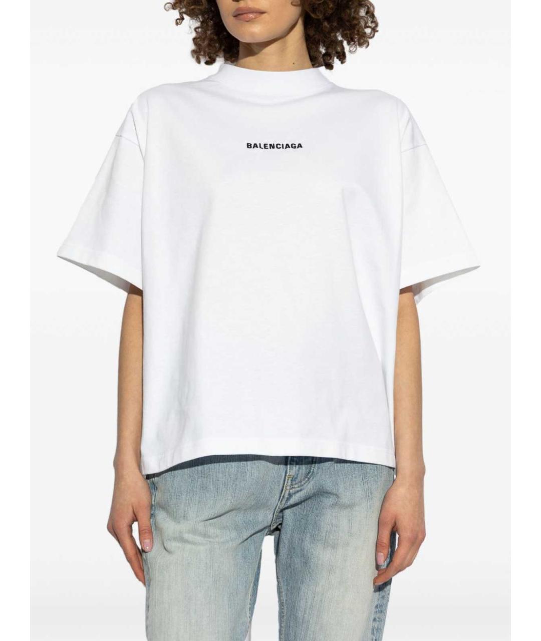 BALENCIAGA Белая хлопковая футболка, фото 4