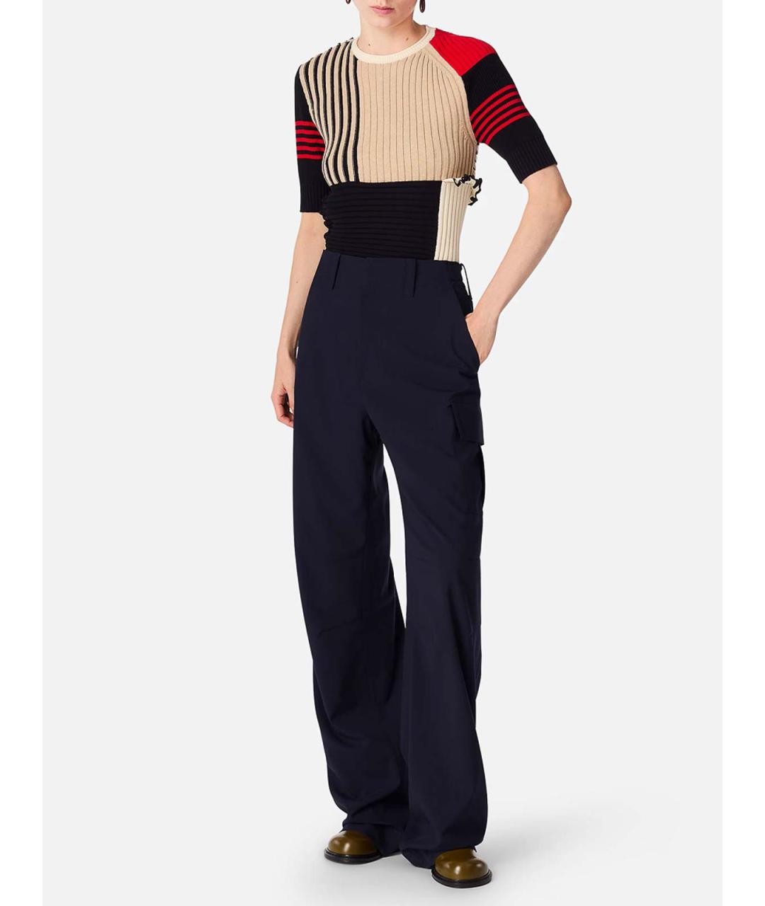BOTTEGA VENETA Темно-синие шерстяные прямые брюки, фото 2