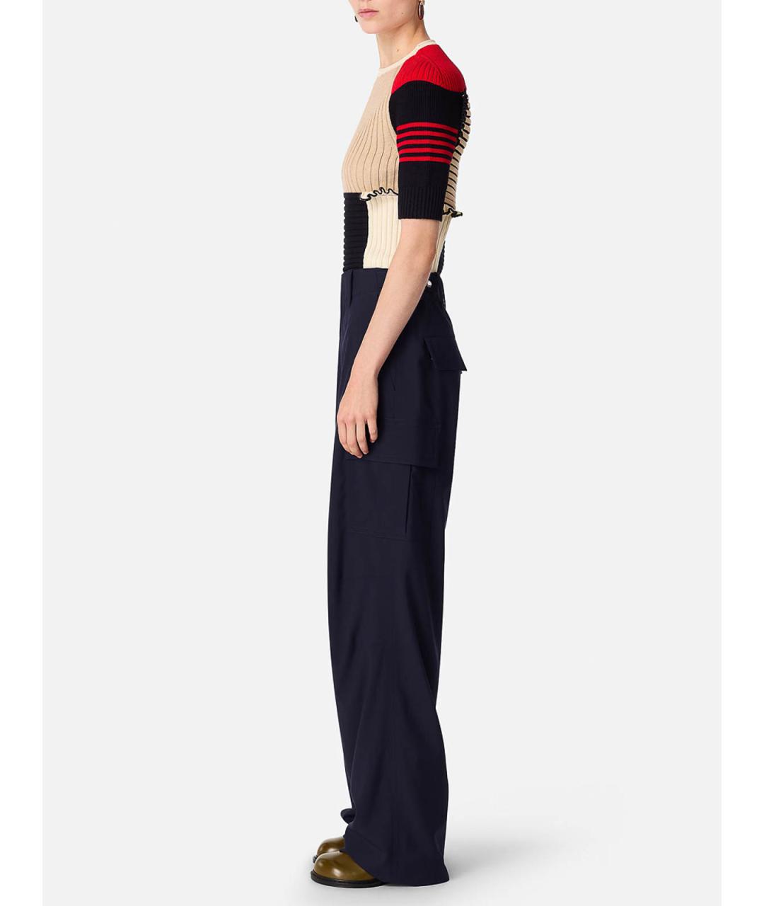 BOTTEGA VENETA Темно-синие шерстяные прямые брюки, фото 4