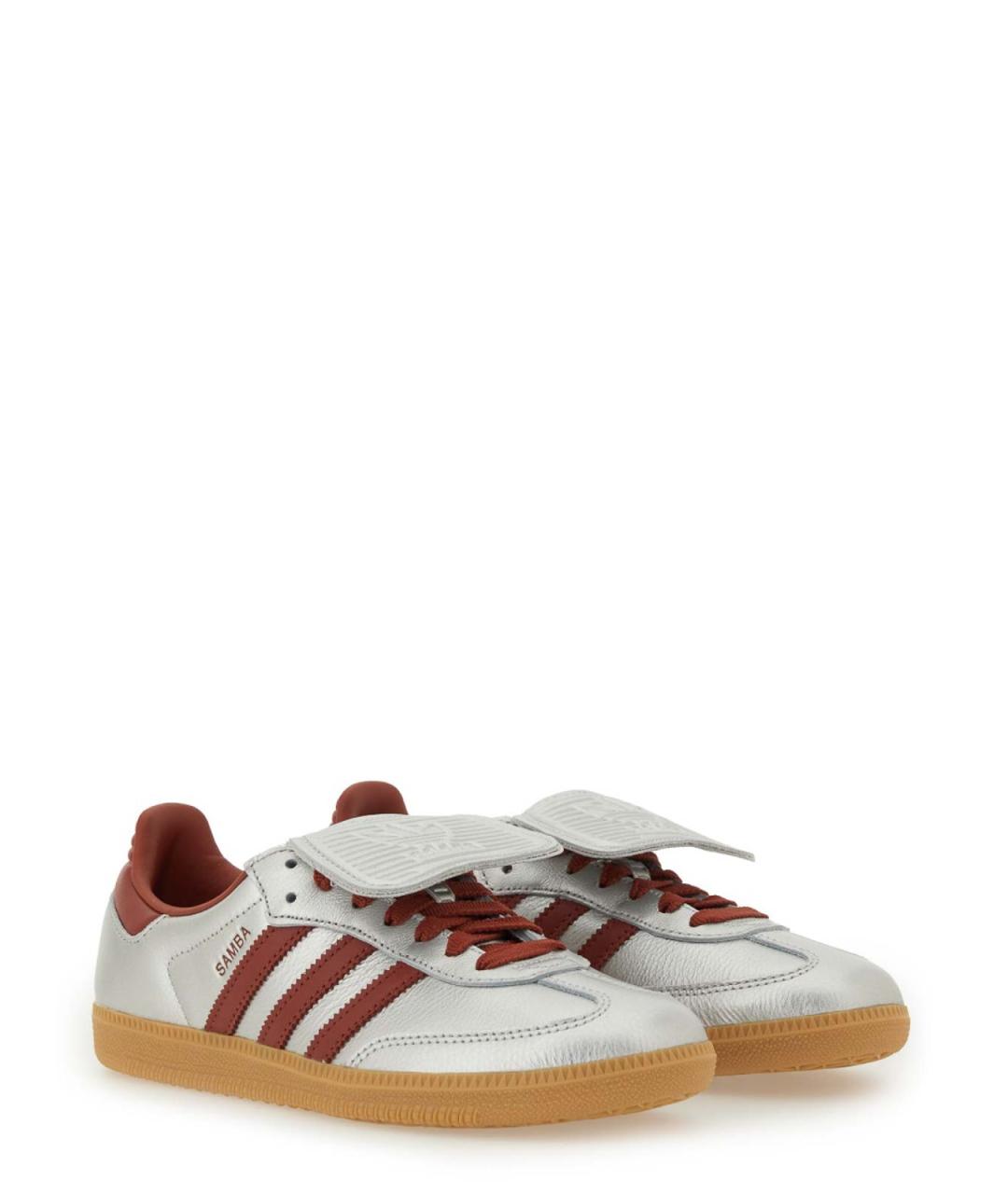 ADIDAS Серебряные кожаные кеды, фото 2