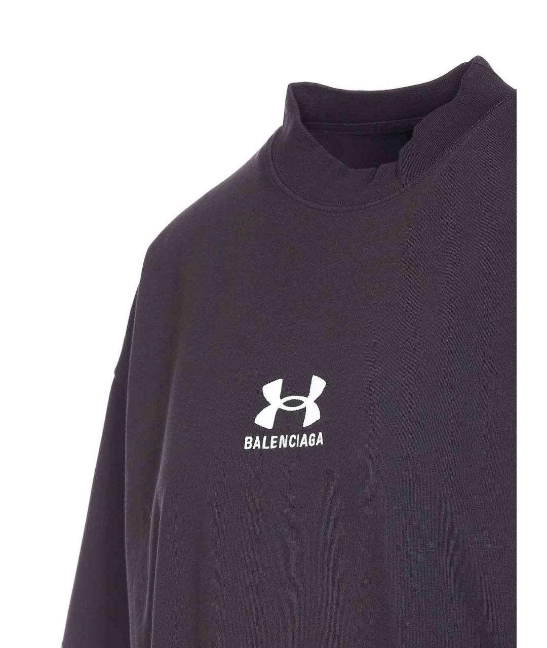 BALENCIAGA Черная хлопковая футболка, фото 3