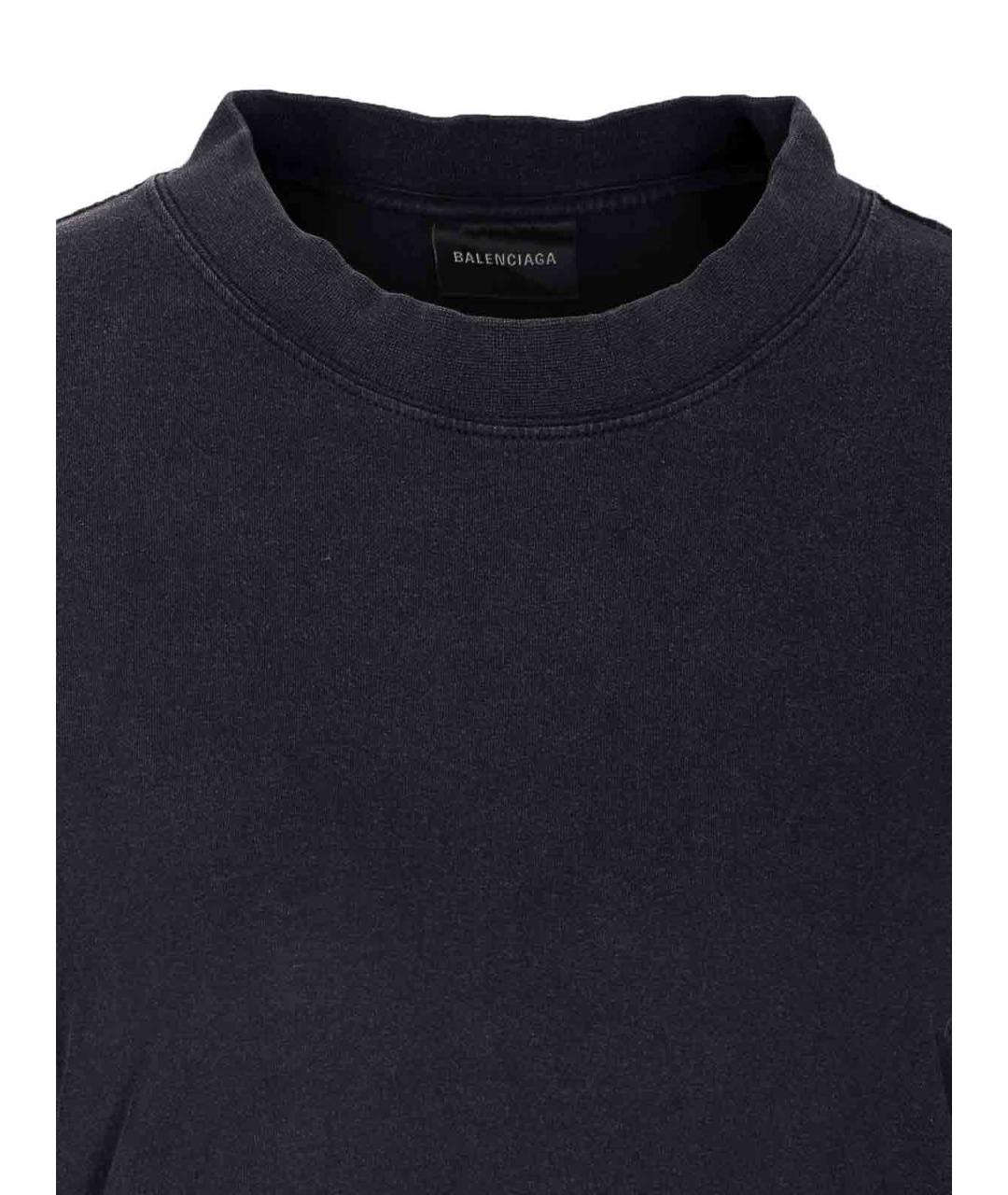 BALENCIAGA Черная хлопковая футболка, фото 4