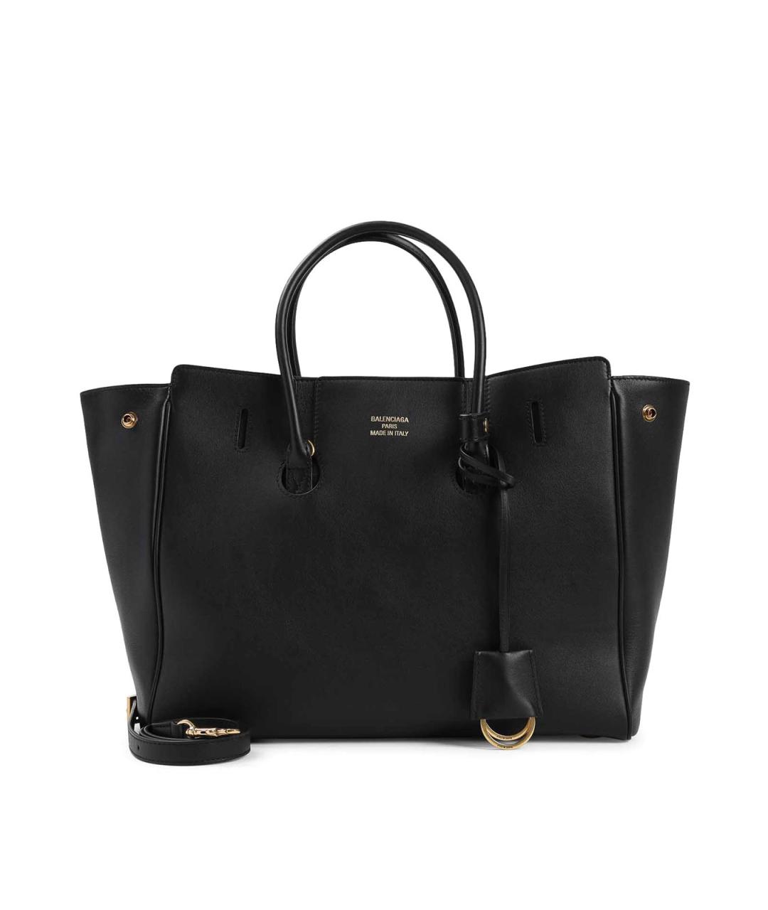 BALENCIAGA Черная кожаная сумка тоут, фото 1