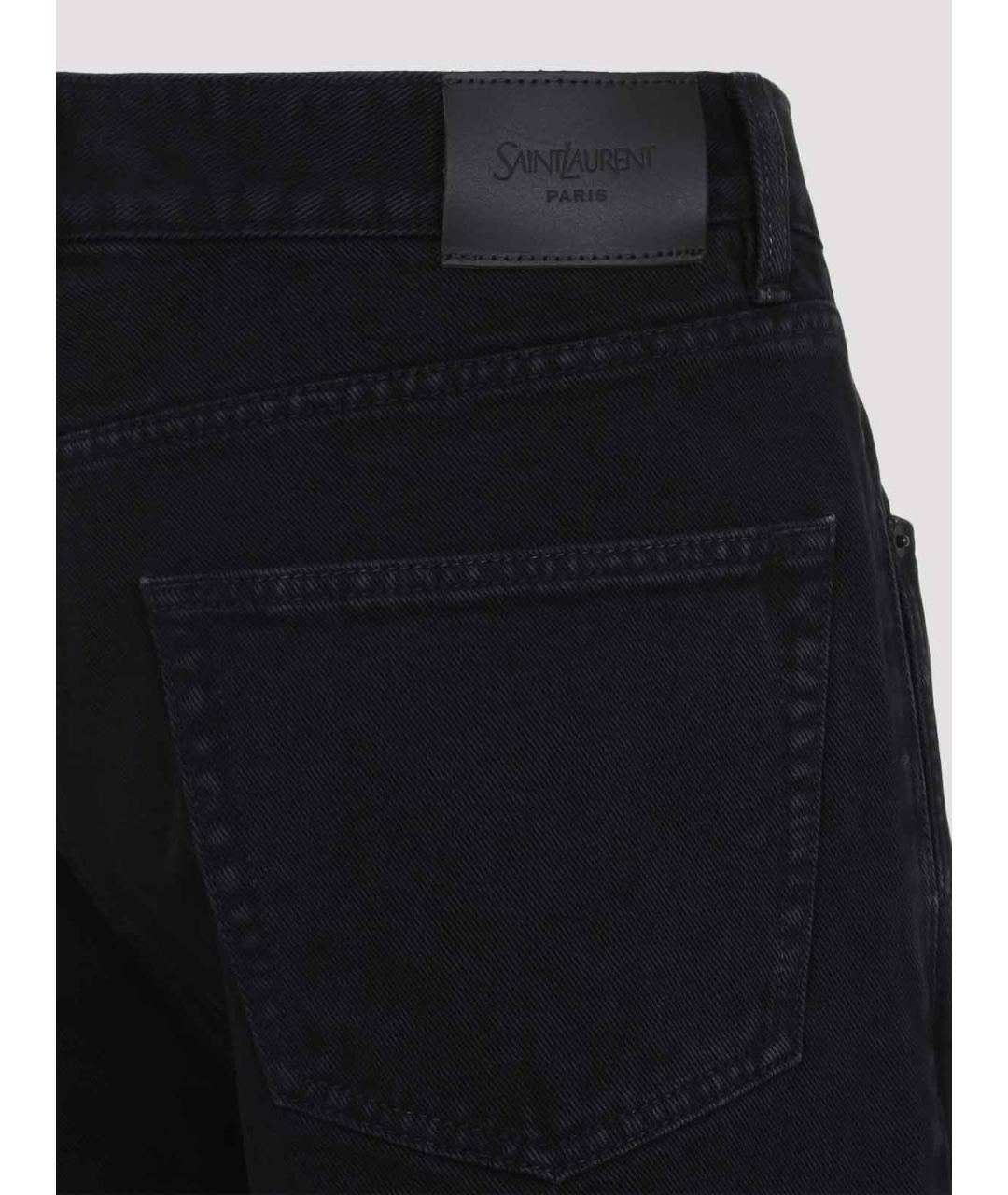 SAINT LAURENT Черные хлопковые прямые джинсы, фото 3