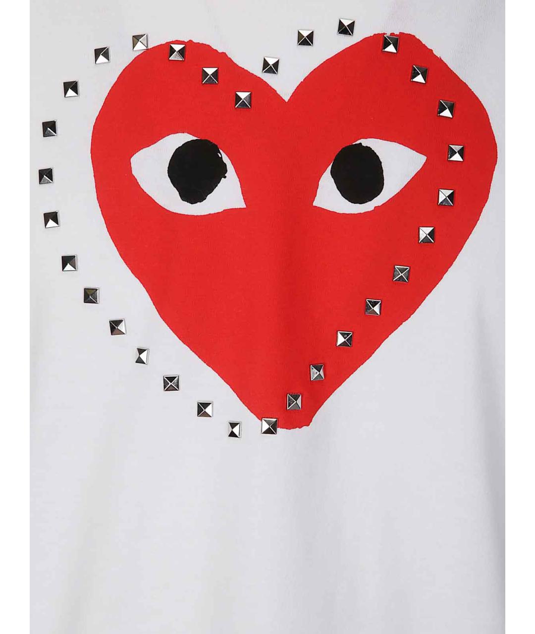 COMME DES GARÇONS PLAY Белая хлопковая футболка, фото 3