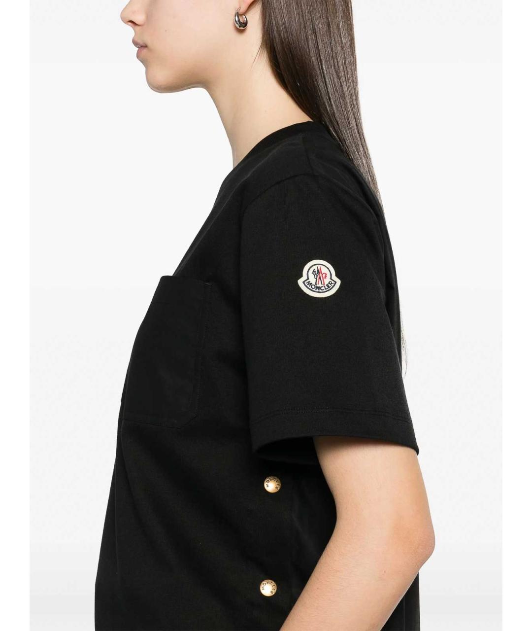 MONCLER Черная хлопковая футболка, фото 5