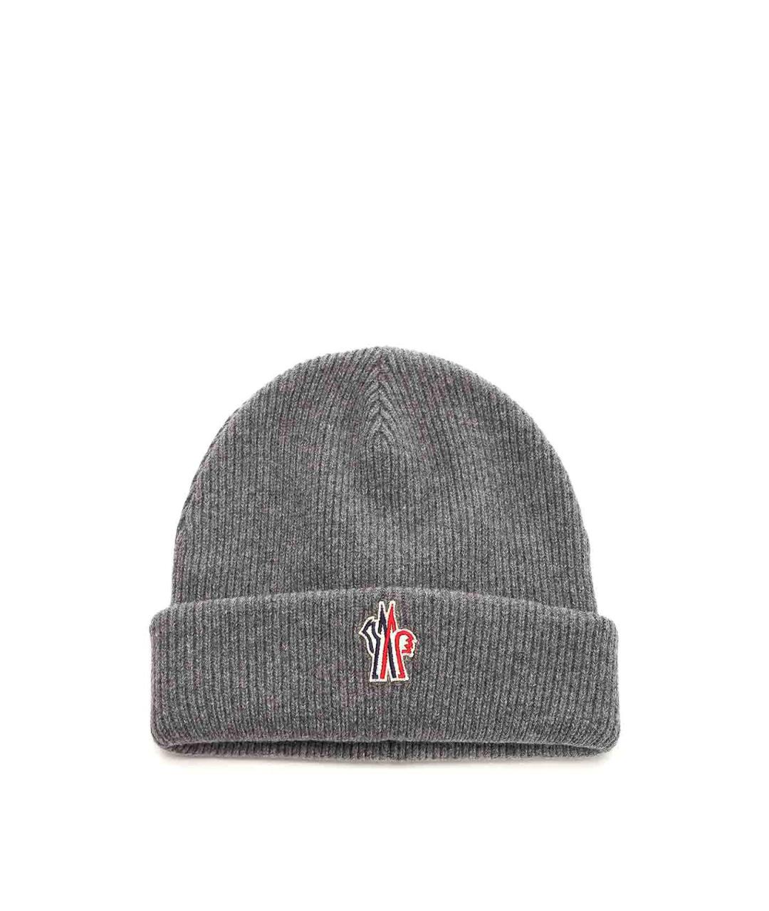 MONCLER Серая шерстяная шапка, фото 1