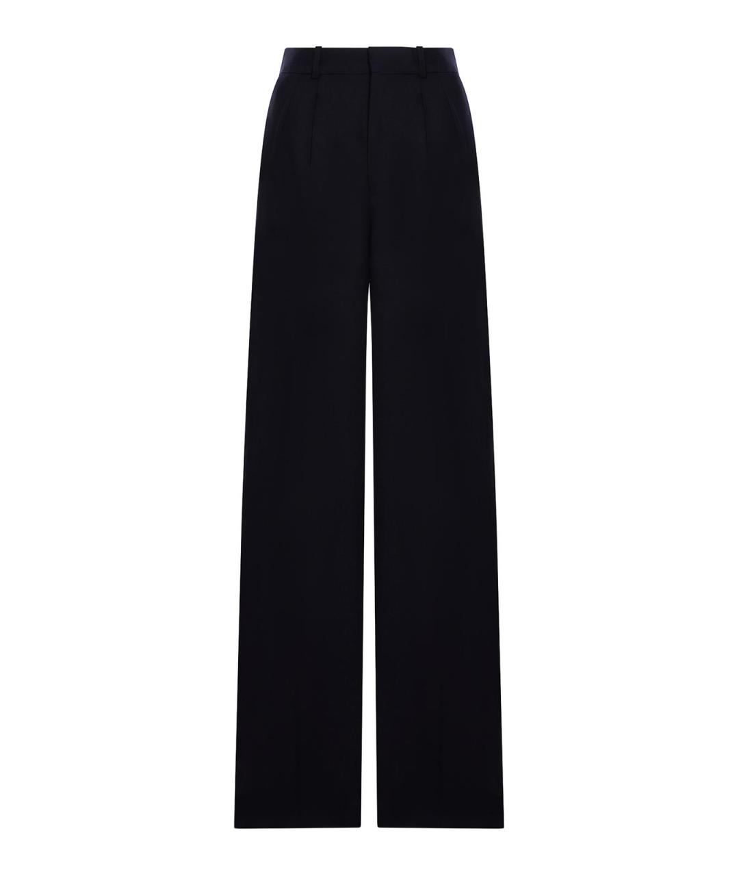 SAINT LAURENT Синие шерстяные прямые брюки, фото 1