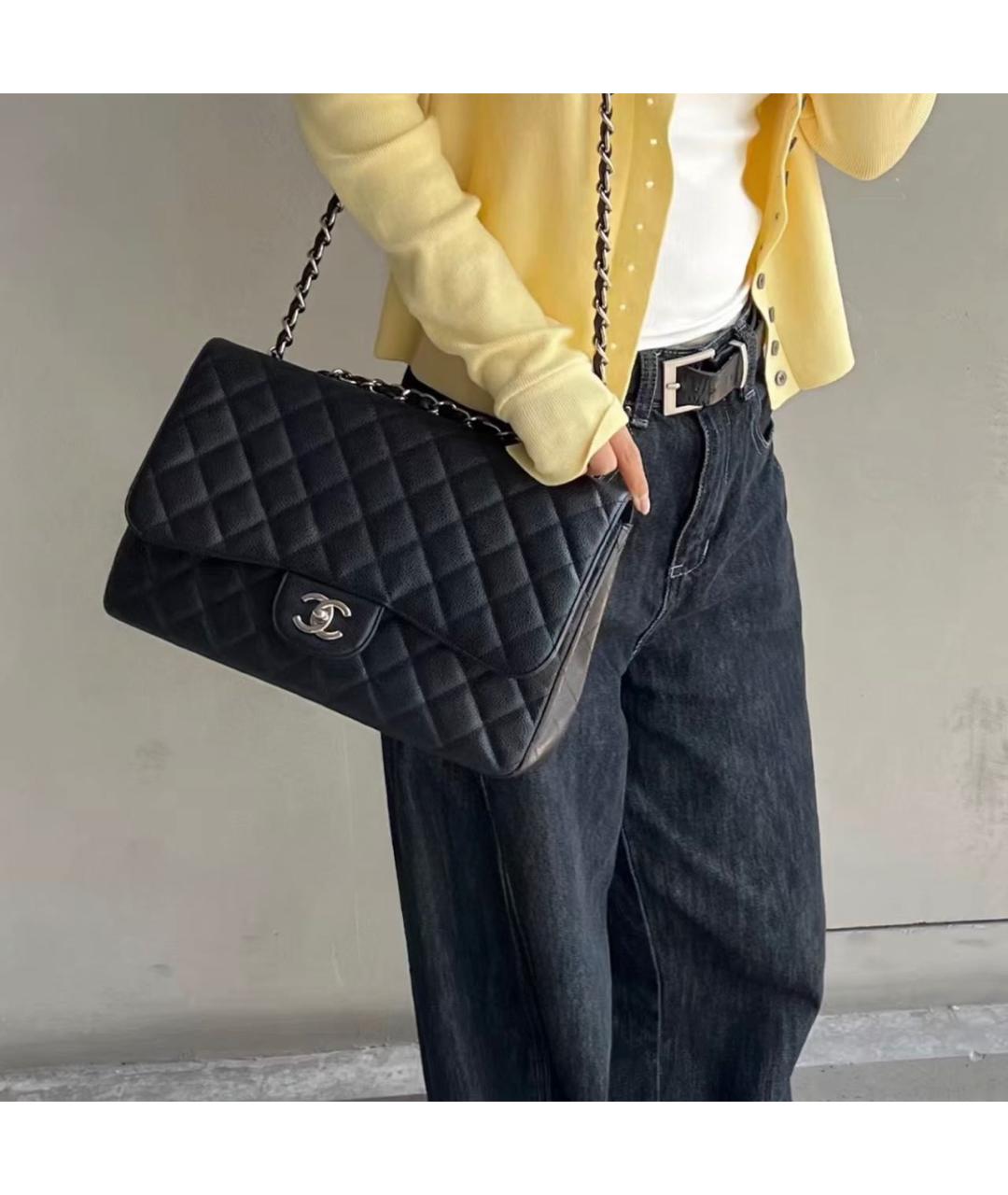 CHANEL Черная кожаная сумка через плечо, фото 6